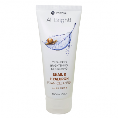 JKOSMEC ALL BRIGHT Purifying Facial Foam with Snail Secretion and Hyaluronic Acid, 180ml