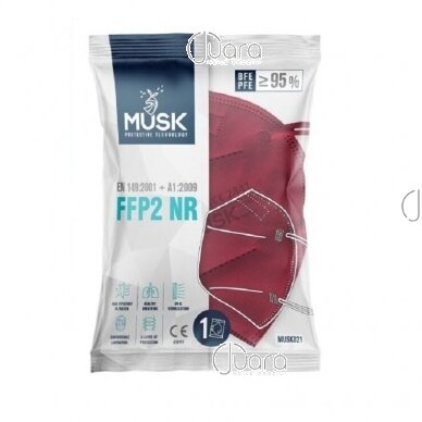 Protective respirator, FFP2 (Burgundy), 1pc 1