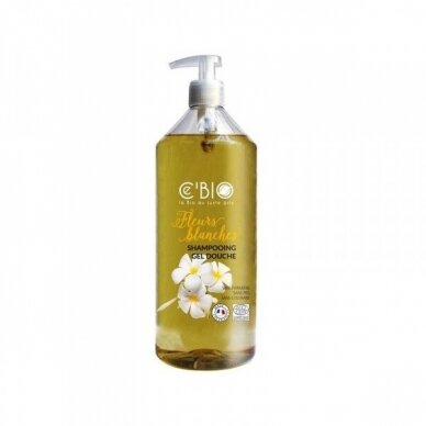 C'BIO shower and hair shampoo 2in1 white flower aroma, 1l