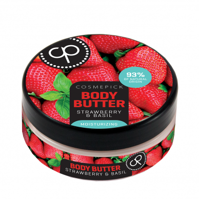 Cosmepick moisturizing body butter with strawberry and basil extracts, 200 ml