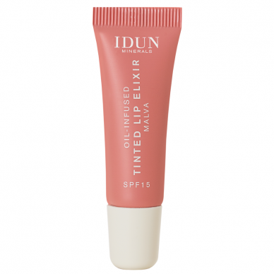 IDUN Minerals tonējoša lūpu eļļa-eliksīrs Malva, 8 ml (krāsa koraļļu bēša - Coral Beige)