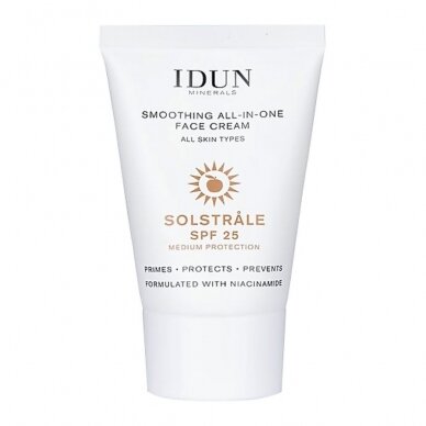 IDUN Minerals izlīdzinošs sejas krēms VISS VIENĀ ar niacinamīdu, visiem ādas tipiem, SPF 25, 30 ml