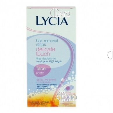 Lycia Delicate Touch depiliacinės vaško juostelės veidui (jautriai odai), 20vnt (Pažeista pakuotė)