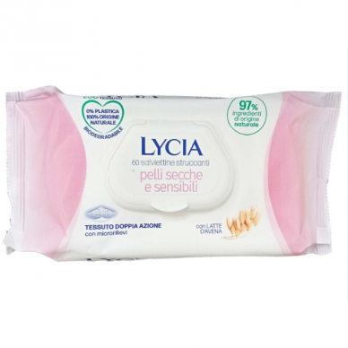 Lycia wipes for removing make-up for sensitive skin, 1 pack/60 pcs