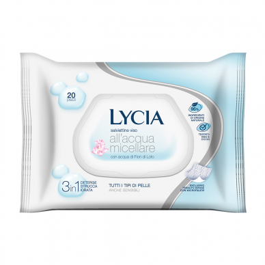 Lycia wipes with micellar water for removing make-up for normal skin, 1 pack/20 pcs.