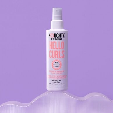 Noughty  Hello Curls Primer purškiama formavimo priemonė garbanotiems ir banguotiems plaukams su jūros rudadumblių ekstraktais ir sviestmedžių aliejumi, 200ml 2