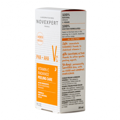 NOVEXPERT šveičiamasis naktinis serumas su vit C suteikiantis veidui skaistumo, 30ml 2