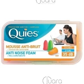 QUIES protective ear plugs made of polyurethane foam, bright colors, 3 pairs