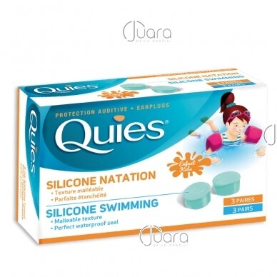 QUIES silicone waterproof earplugs for children, 3 pairs