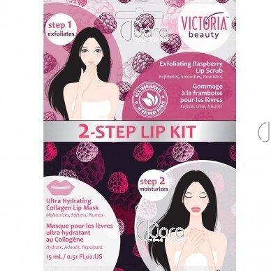 Victoria Beauty 2 žingsnių rinkinys lūpoms – lūpų šveitimas + lūpų kaukė, 1vnt (Trumpas galiojimas)