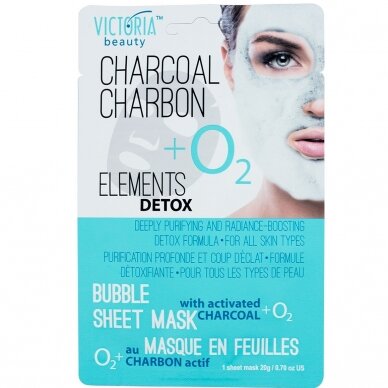 Victoria Beauty bubble sheet sejas maska ​​ar aktivēto ogli + O2, 1gab