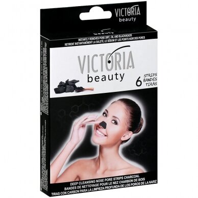 Victoria Beauty глубоко очищающие полоски для носа с углем, 6 шт.