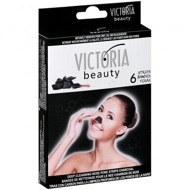 Victoria Beauty giliai valančios nosies poras juostelės su anglimi, 6 vnt