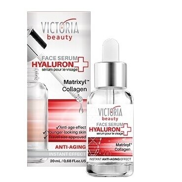 Victoria Beauty Hyaluron+ veido serumas nuo senėjimo su Matrixyl peptidų kompleksu ir kolagenu, 20ml