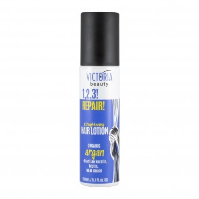 Victoria Beauty 1,2,3! Repair! Straightener for damaged hair with organic argan oil, 150ml