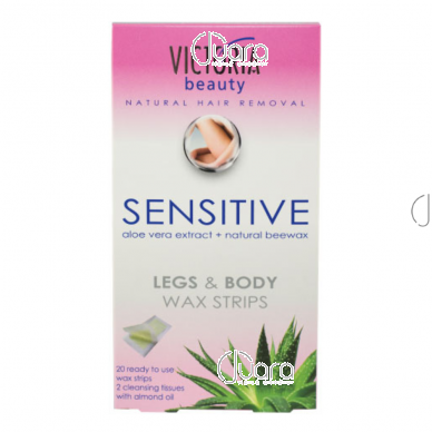 Victoria Beauty depilatory wax strips for legs and body, sensitive skin, 20 pcs