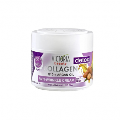 Victoria Beauty Detox moisturizing face cream against wrinkles with Q10, hyaluronic acid, argan oil, UVA and UVB, 50ml